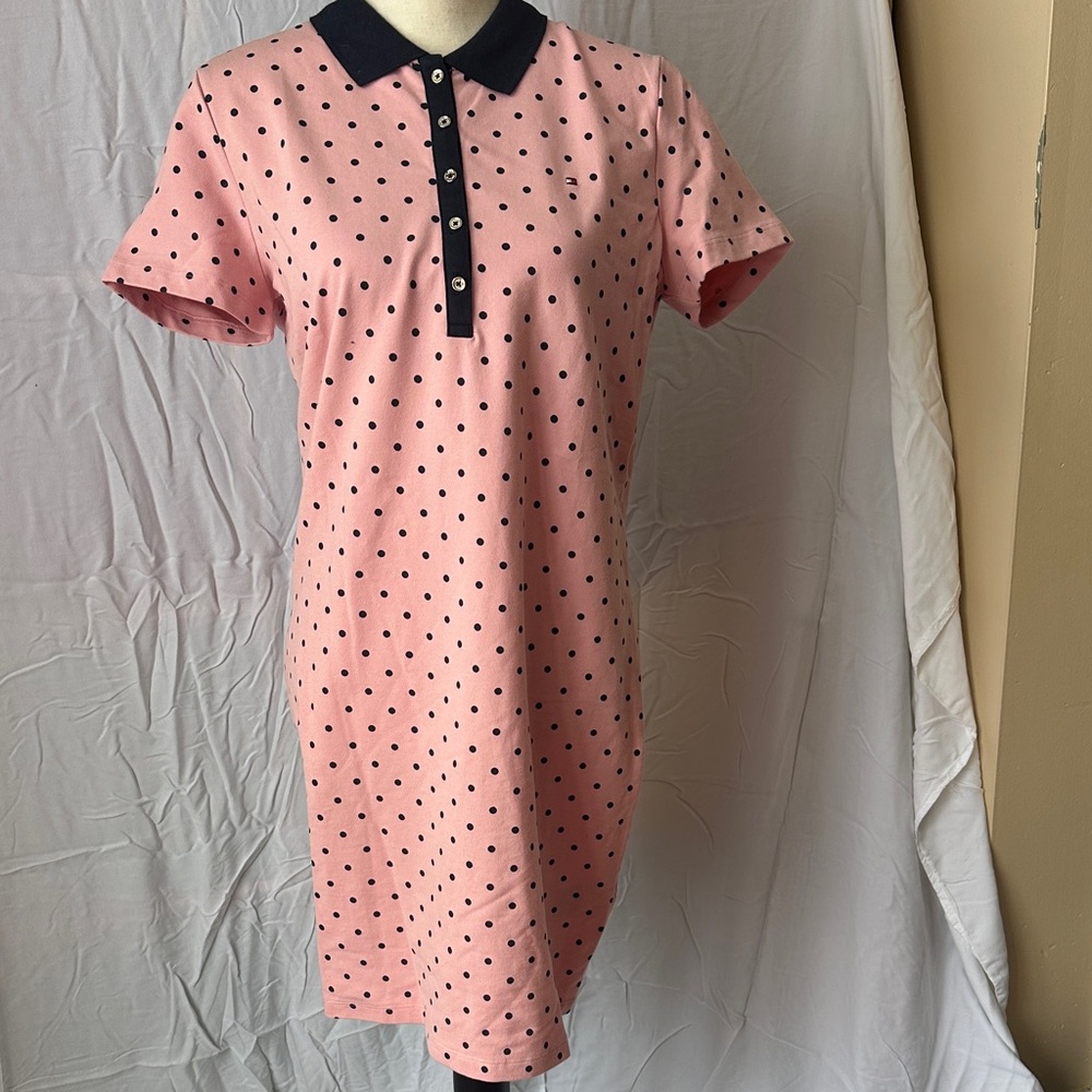 Tommy Hilfiger Pink and Black Polka Dot Mini Dress